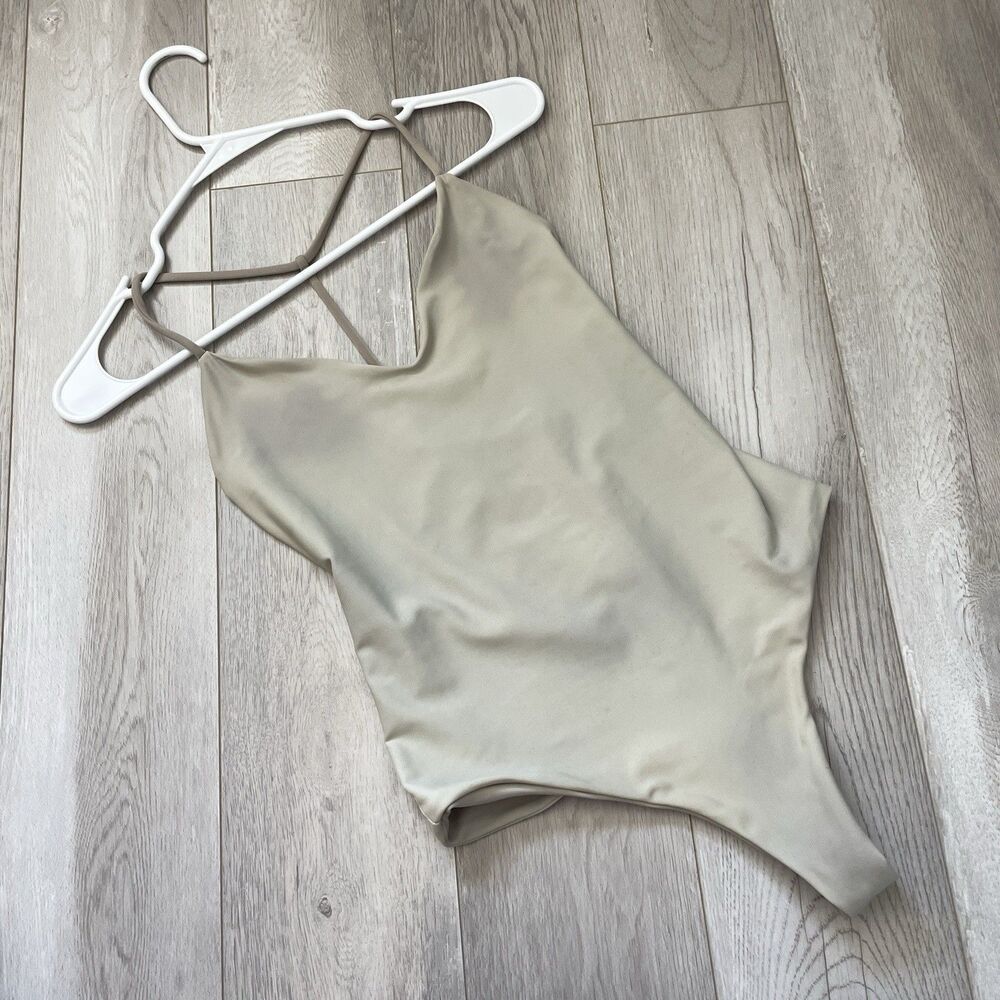 Benoa Cheeky Swimsuit tie dye strappy one piece womens Gray (medium) beach thong